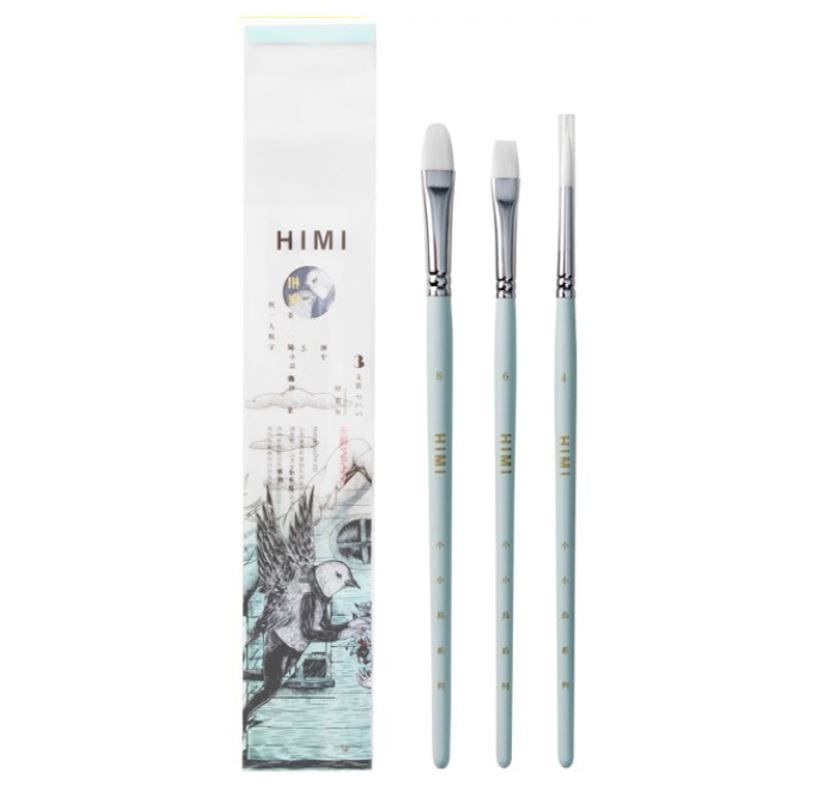 MIYA HIMI Paint Brushes (Set of 3 #4, #6, #8)