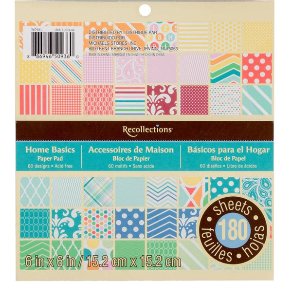 Recollections Home Basics Paper Pad 6" x 6" (60 sheets and 180 sheets available)