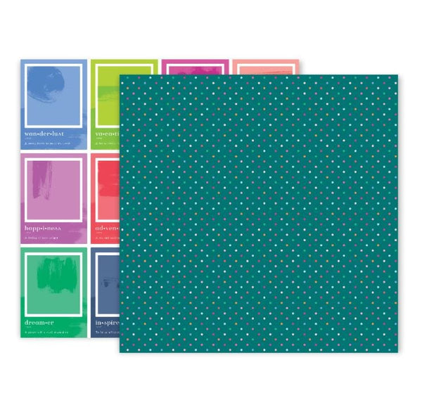 American Crafts Horizon 18 Double-Sided Cardstock 12" x 12" Pink Paislee