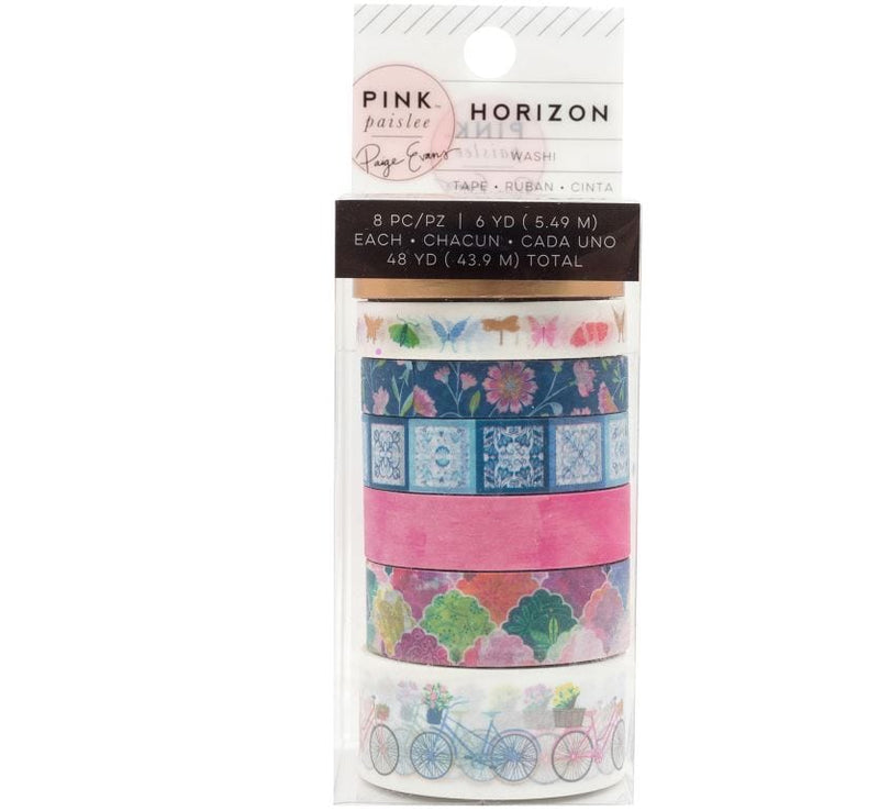 American Crafts Horizon Washi Tape Set Pink Paislee