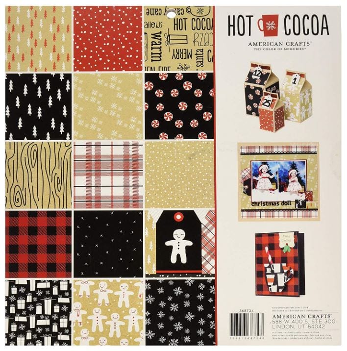 American Crafts Hot Cocoa Christmas Cardstock Collection 12"x 12" - 48 Sheets