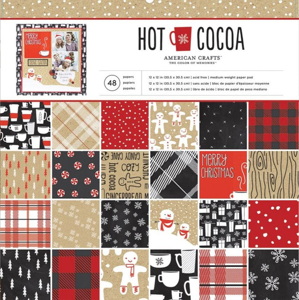 American Crafts Hot Cocoa Christmas Cardstock Collection 12"x 12" - 48 Sheets