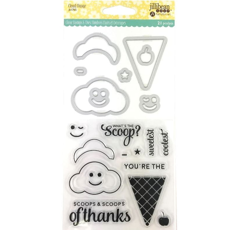 Hampton Art Jillibean Soup Ice Cream Shaker Clear Stamp & Die Set