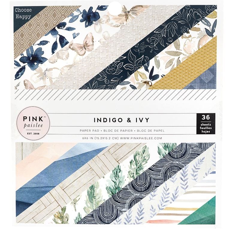 American Crafts Indigo and Ivy Paper Pad 6" x 6" Pink Paislee