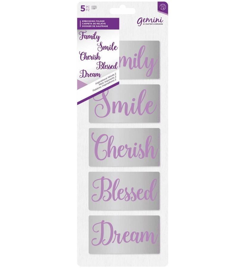 Crafter's Companion Inspirational Words 2 Gemini Embossing Folders 3.25