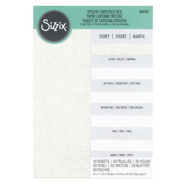Sizzix Surfacez Ivory Opulent Cardstock Pack, A4 size 50PK 250gsm