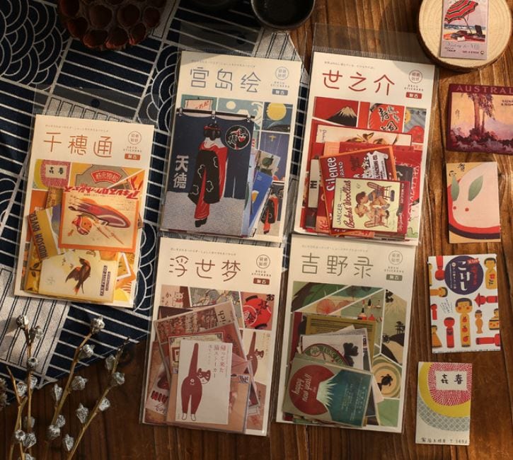 Retro Sticker Japan Candy Poetry Japanese Retro Sticker Flakes - 20pcs