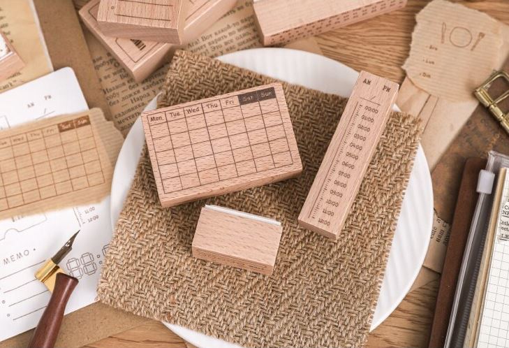 Journaling Wood Mounted Rubber Stamps by Paper Dyeing