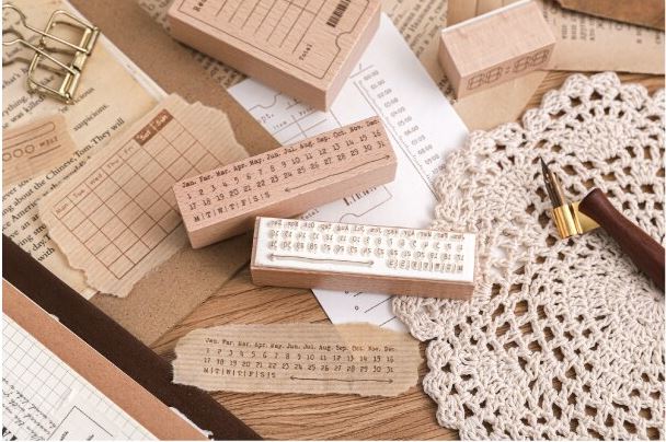 Journaling Wood Mounted Rubber Stamps by Paper Dyeing
