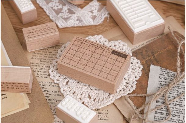 Journaling Wood Mounted Rubber Stamps by Paper Dyeing