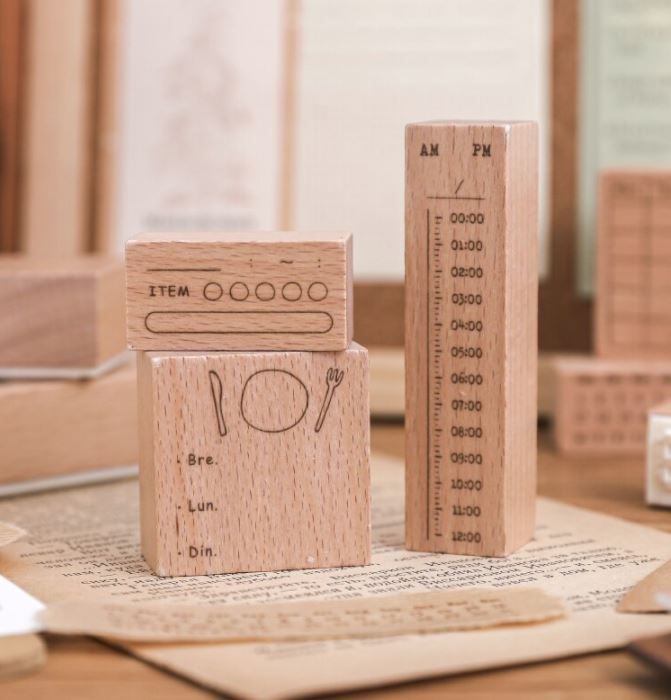 Journaling Wood Mounted Rubber Stamps by Paper Dyeing