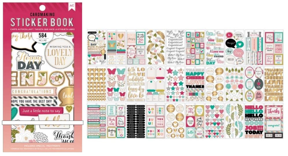 American Crafts Just A Little Note Cardmaking Sticker Book with Foil Accents