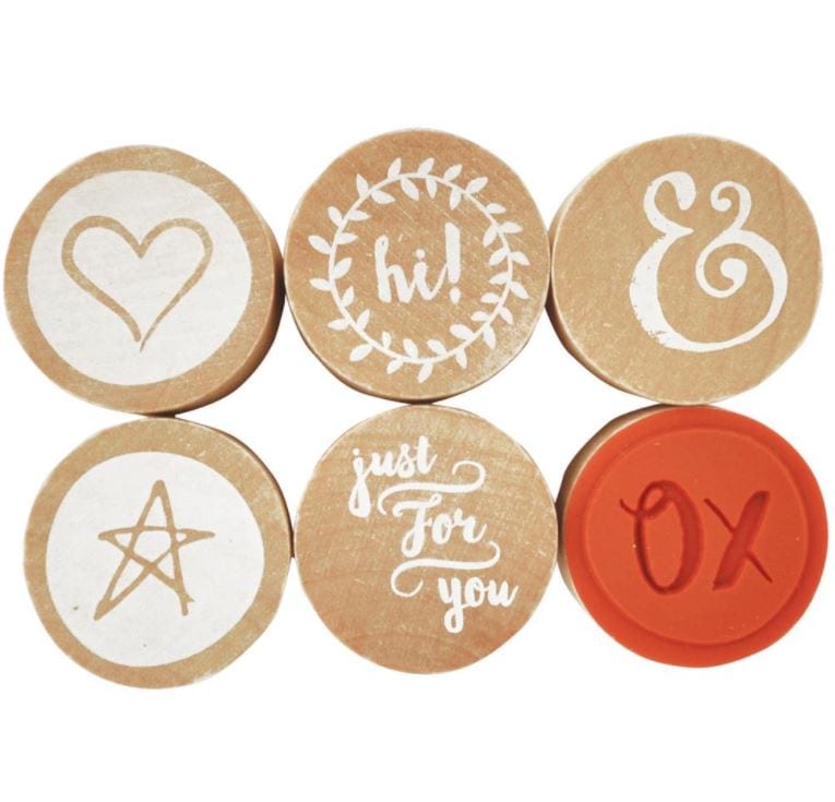 Kaisercraft Just for You - Lucky Dip Red Rubber Stamps 1.25" 6/Pkg