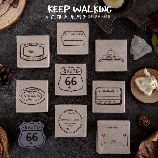 Keep Walking Street Signs Rubber Stamps