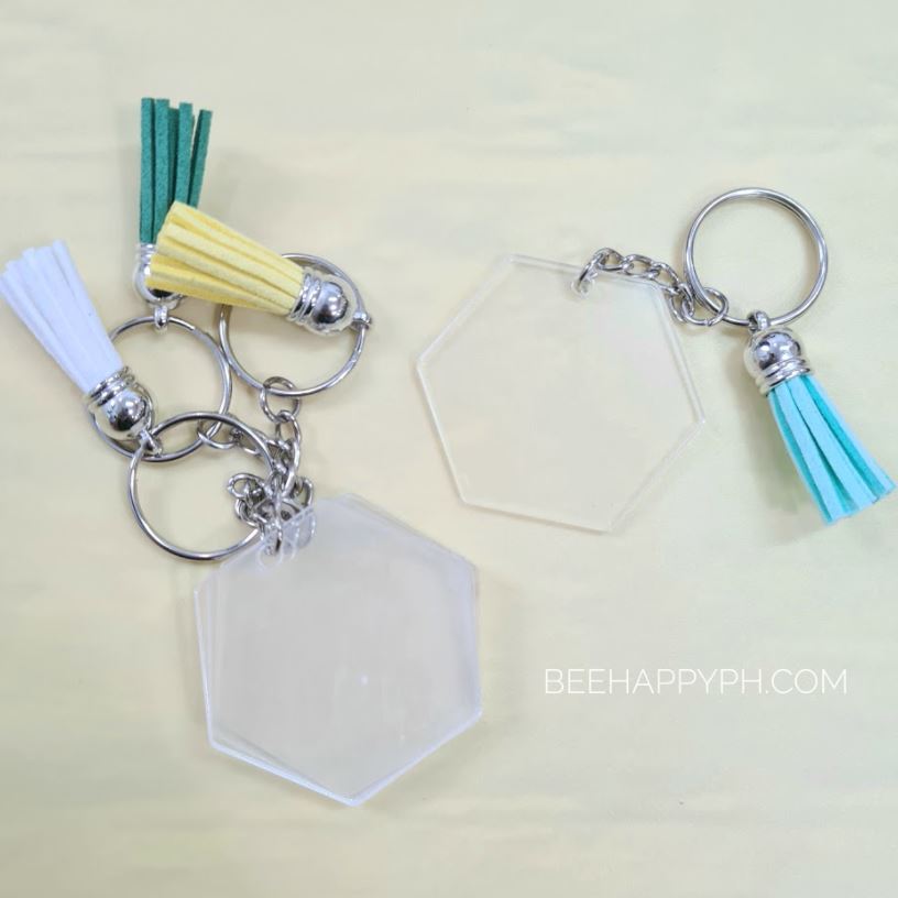 Hexagon Blank Acrylic Keychain w/ Tassel (2.3mm thick)