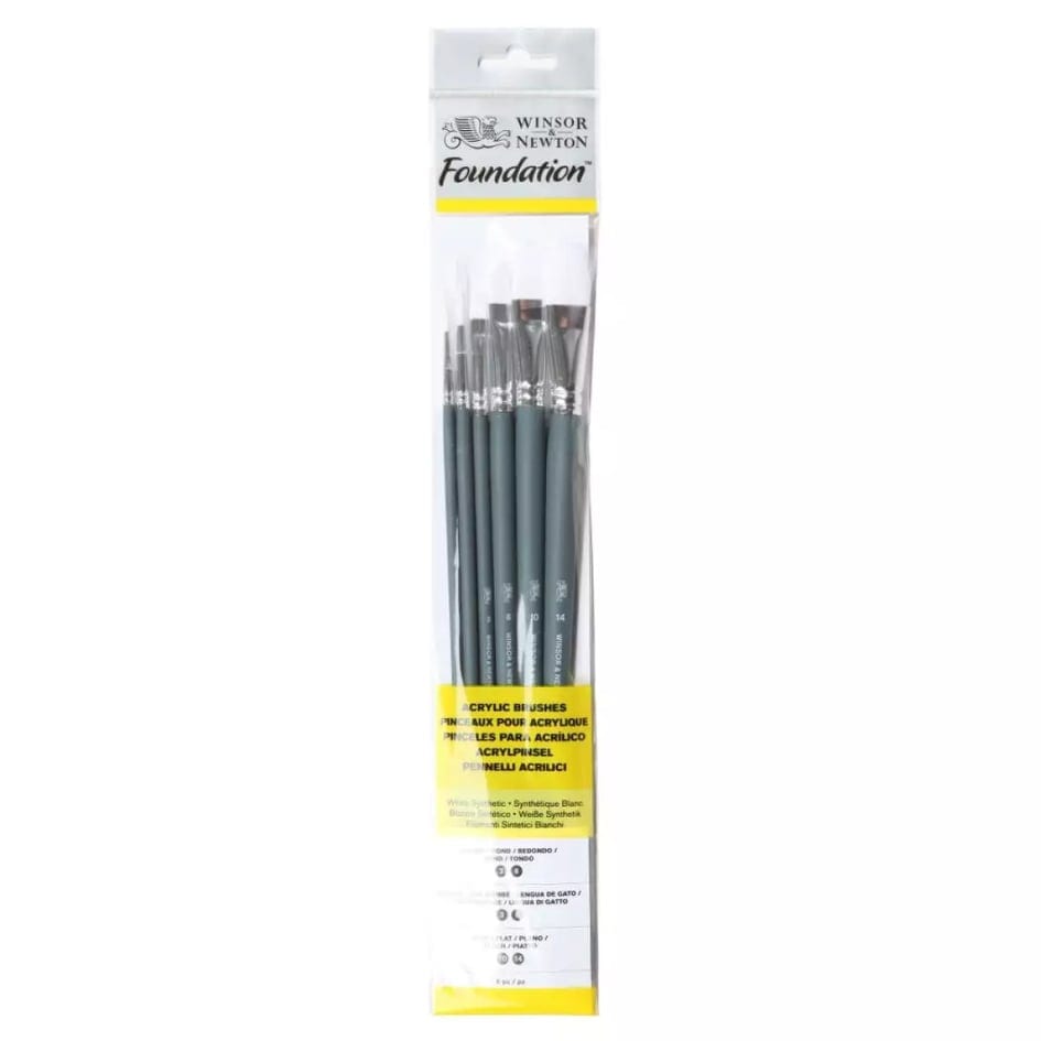 Winsor & Newton Foundation Acrylic Brush Pack Long Handle 08