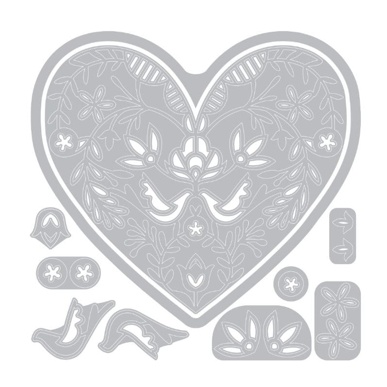 Sizzix Lace Heart by Katelyn Lizardi Thinlits Die Set10PK
