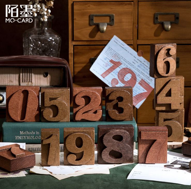 MoCard Large Vintage Numbers / Big Digits Rubber Stamps (Sold Individually)