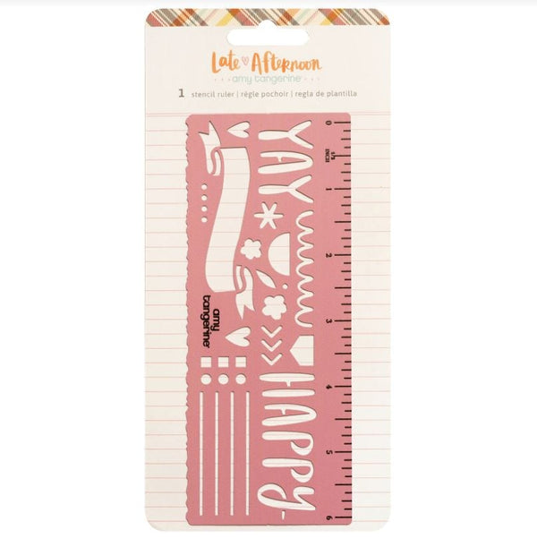 Amy Tangerine Late Afternoon Metal Stencil Ruler 6"