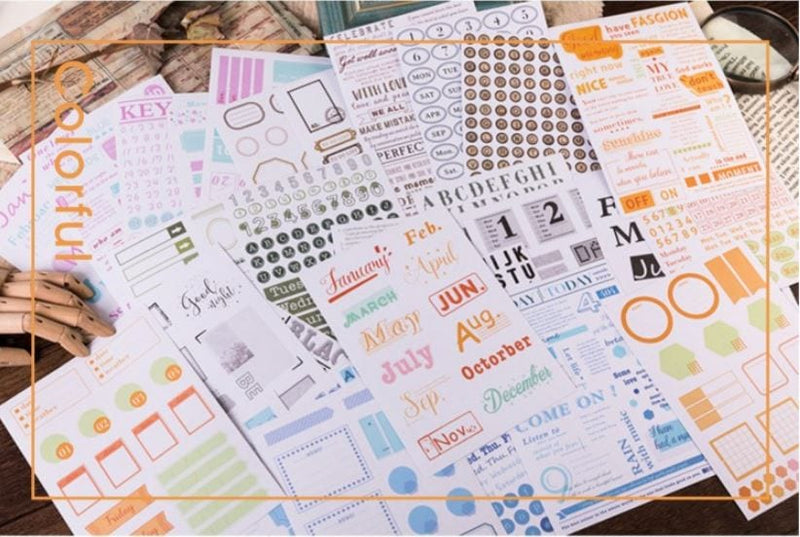 Mo Card Letters, Numbers, Words Planner Sticker Sheets