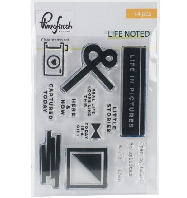 Pinkfresh Studio Life Noted Clear Stamps 3"X4"