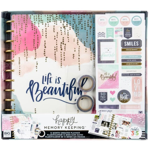 Me and My Big Ideas Life Is Beautiful Kit Happy Memory Keeping Undated 12-Month Big Planner Box Kit