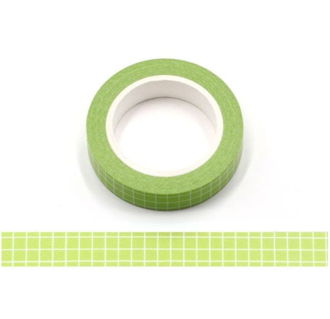 Green Grid Pattern Washi Tape 10mm x 10m