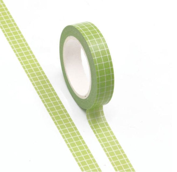 Green Grid Pattern Washi Tape 10mm x 10m
