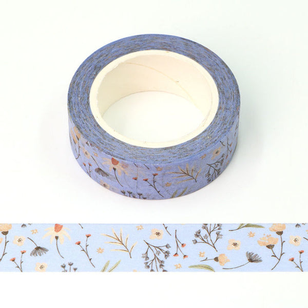 Light Blue Floral Washi Tape 15mm x 10m
