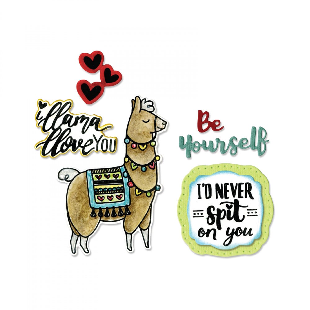Sizzix Llama Love Framelits Die Set with Stamp 8/Pk