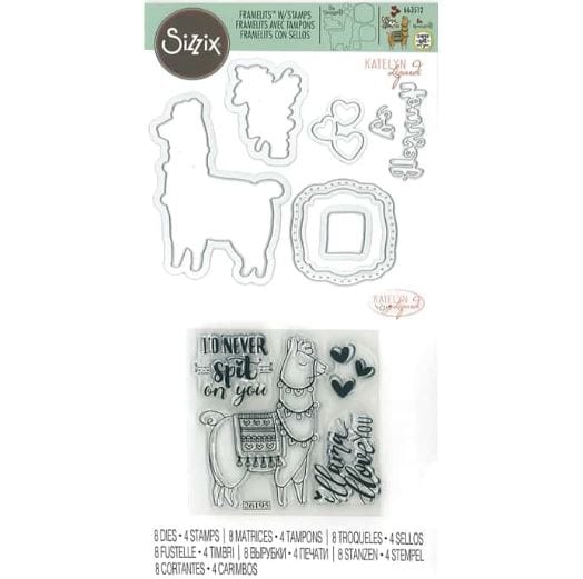 Sizzix Llama Love Framelits Die Set with Stamp 8/Pk