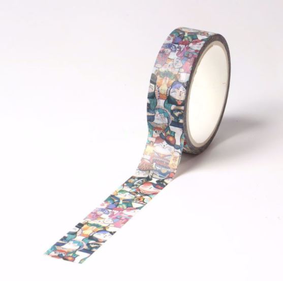 Lucky Cat Colorful CollageWashi Tape 15mm x 5m