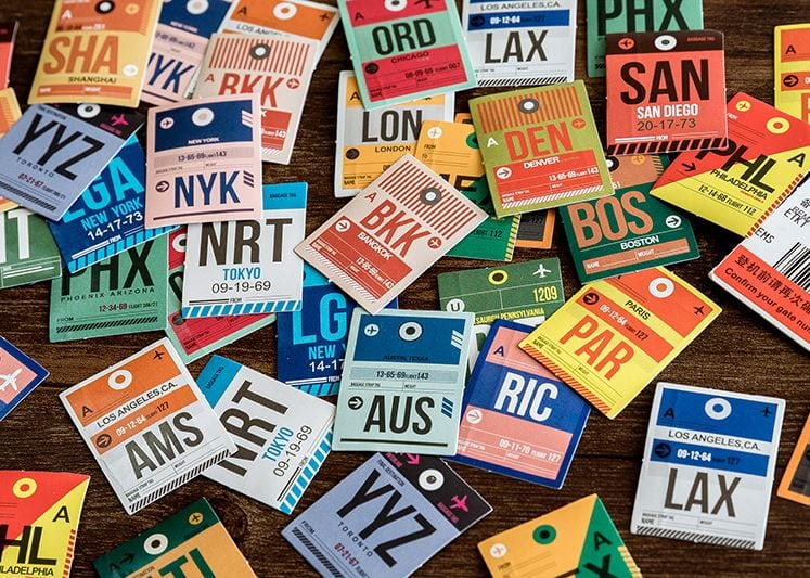 MoCard Luggage Tags Around the World Sticker Flakes in a Box