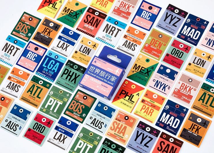 MoCard Luggage Tags Around the World Sticker Flakes in a Box
