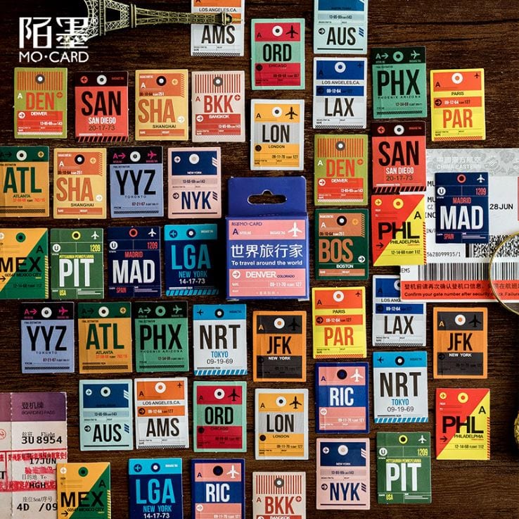 MoCard Luggage Tags Around the World Sticker Flakes in a Box