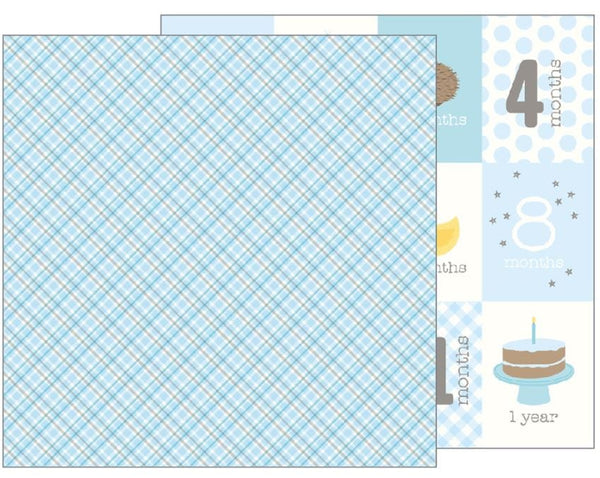 Pebbles Baby Boy Plaid Lullaby 12"x 12" Double-Sided Cardstock