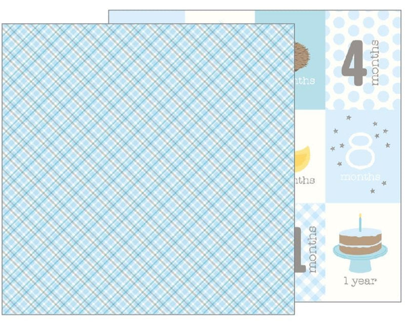 Pebbles Baby Boy Plaid Lullaby 12"x 12" Double-Sided Cardstock