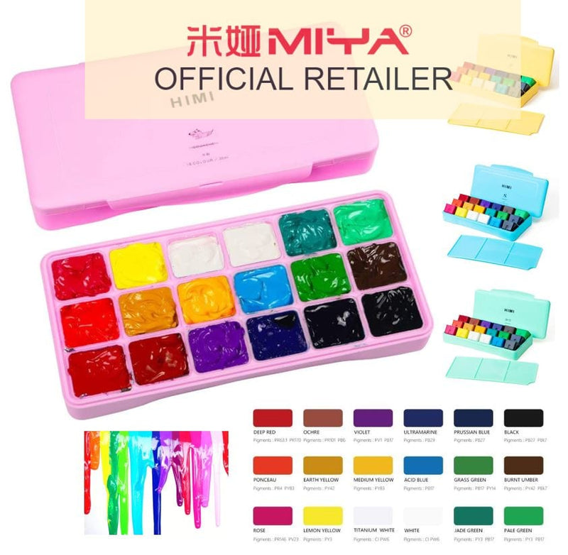 MIYA HIMI Gouache Paint Set Jelly Cup 56 Colors (No Brush Included)