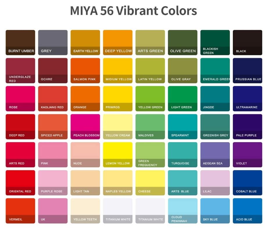 MIYA HIMI Gouache Paint Set Jelly Cup 56 Colors (No Brush Included)