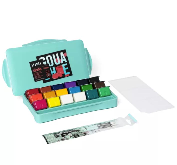 MIYA HIMI Gouache Paint Set Jelly Cup 18 Colors (With Free Brush)