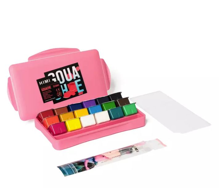 MIYA HIMI Gouache Paint Set Jelly Cup 18 Colors (With Free Brush)