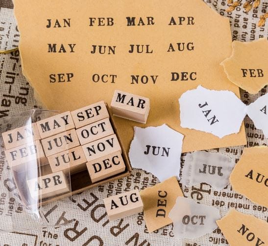 MoCard Uppercase Months of the Year Rubber Stamp Set