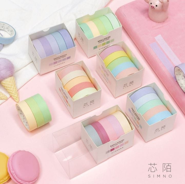 Simno Macarons Solid Color Masking Tape Sets