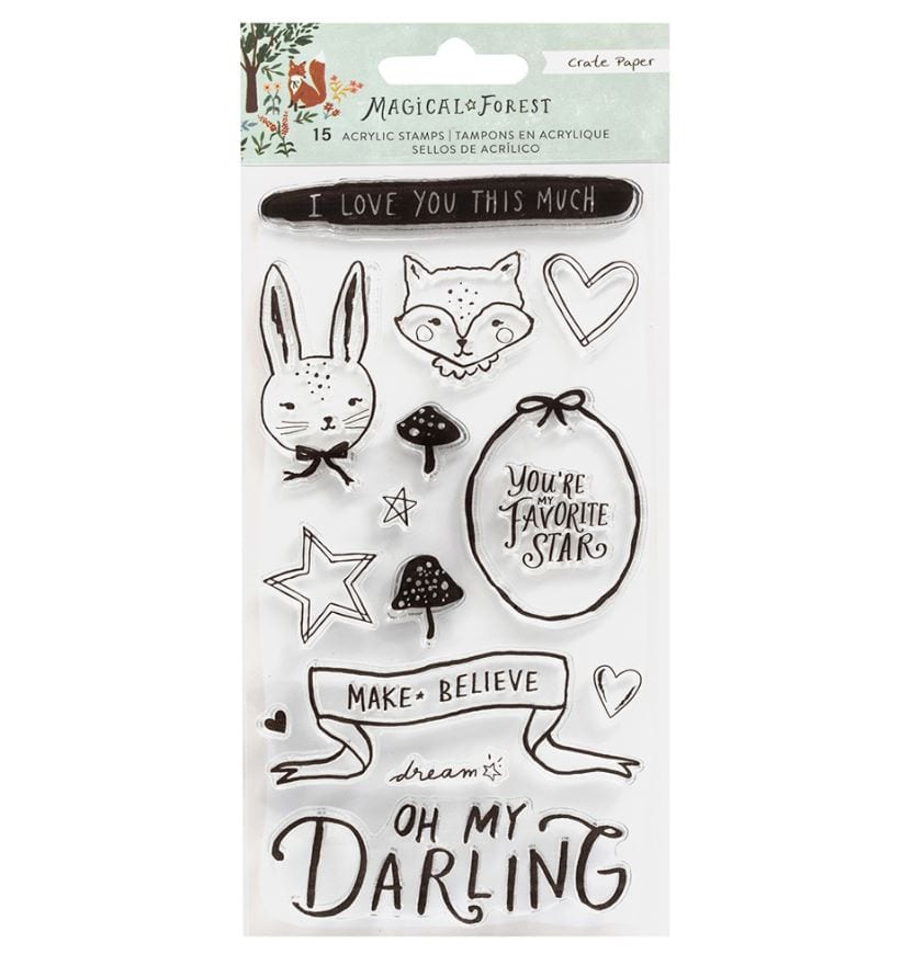 American Crafts Magical Forest Crate Paper Acrylic Clear Stamps