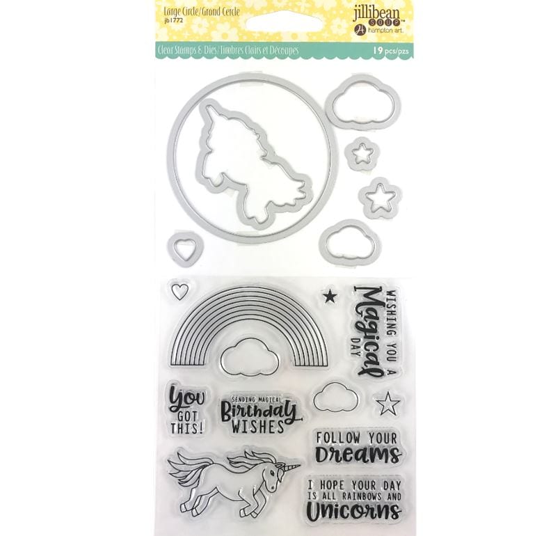 Hampton Art Jillibean Soup Unicorn Shaker Clear Stamp & Die Set