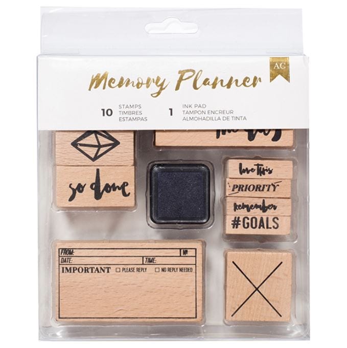 American Crafts Marble Crush Memory Planner Rubber Stamp Set