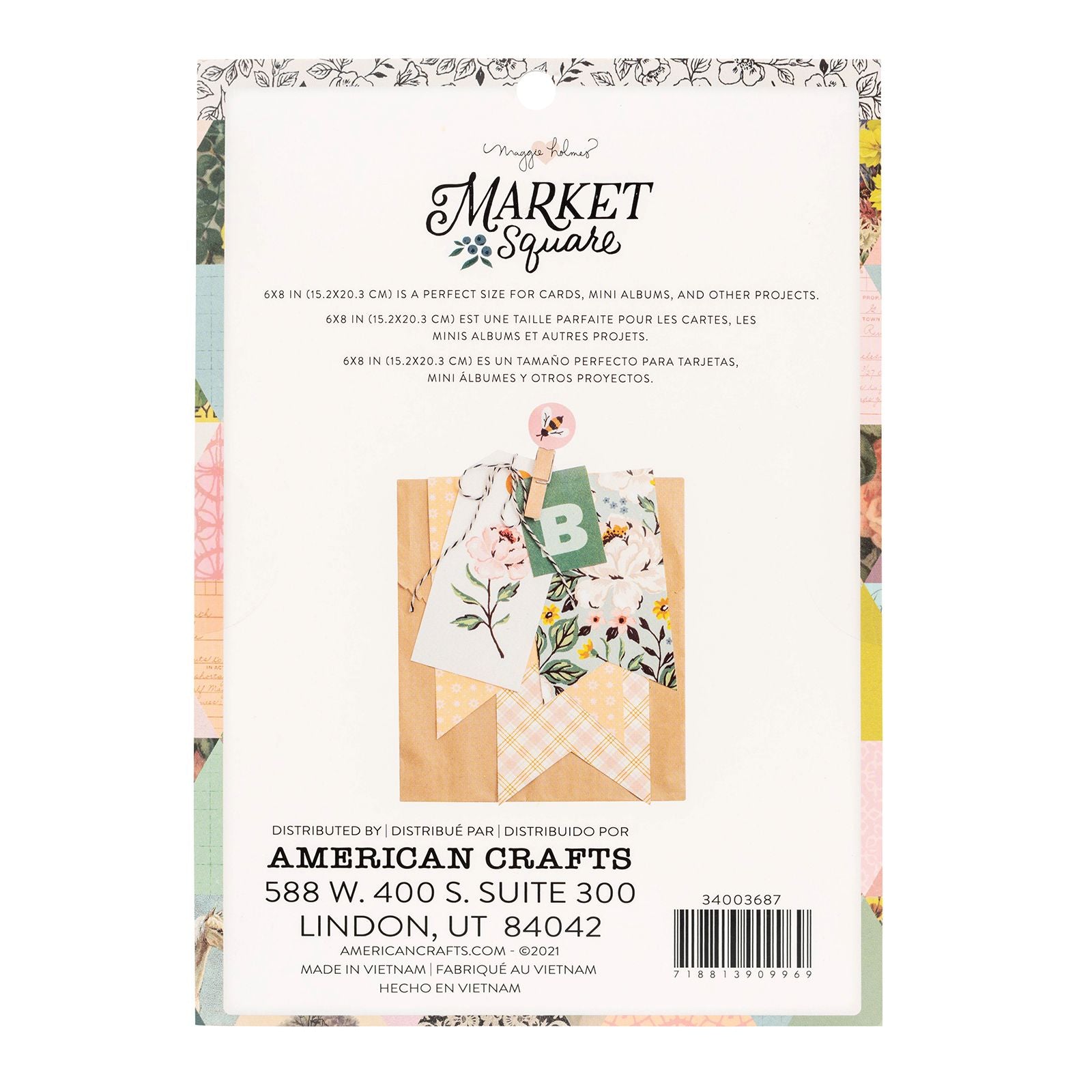 American Crafts Maggie Holmes Market Square Paper Pad 6″ X 8″