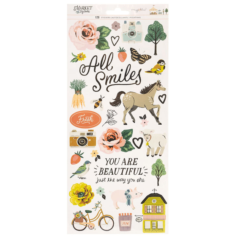 American Crafts Maggie Holmes Market Square Sticker Sheet 6″ X 12″ (129 Stickers)