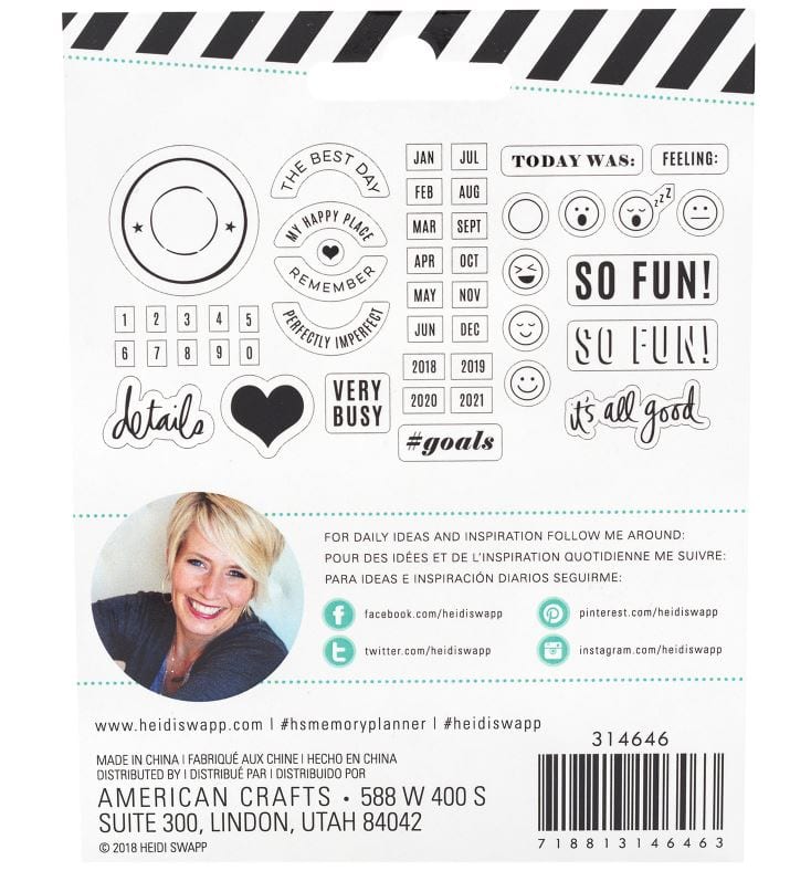 Heidi Swapp Color Fresh Dates Memory Planner Clear Stamps 48pcs