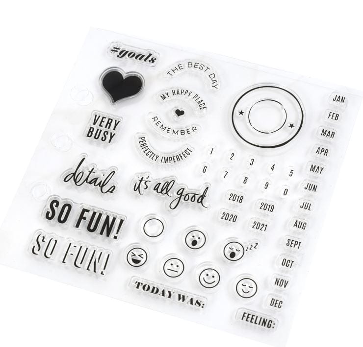 Heidi Swapp Color Fresh Dates Memory Planner Clear Stamps 48pcs